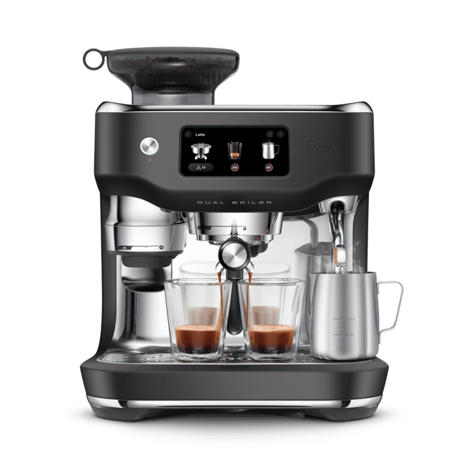 Sage Oracle Dual Boiler – Schwarz (Black Truffle), Frontansicht